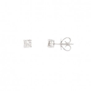 Brinco em Ouro 18k Branco Solitário com 2 Diamantes 25 Pontos cada 0.50cts