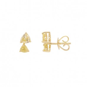 Brinco em Ouro 18k Triangulo Duplo com 4 Diamantes Fancy Yellow 1.03cts