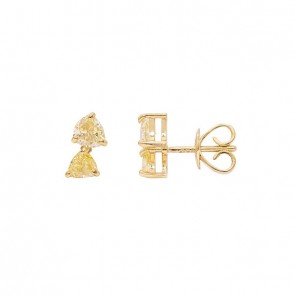 Brinco em Ouro 18k Triangulo Duplo com 4 Diamantes Fancy Yellow 0.86cts