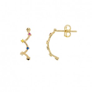 Brinco Ear Cuff Zig-Zag com zirconias Coloridas