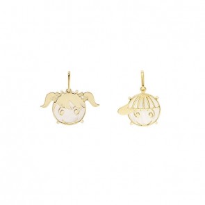 Pingente em Ouro 18k Menina/Menino Polido com Madrepérola - 10mm 