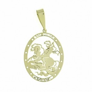 Pingente em Ouro 18k São Jorge Oval Pequeno