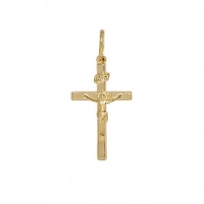 Pingente em Ouro 18k Cruz com Cristo Média