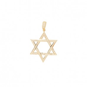 Pingente em Ouro 18k Alpha Estrela de Davi Polida com 39 Diamantes 