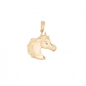Pingente em Ouro 18k Busto de Cavalo Polido com 1 Diamante