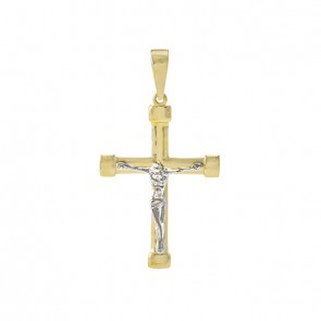 Pingente Cruz Bicolor com Cristo
