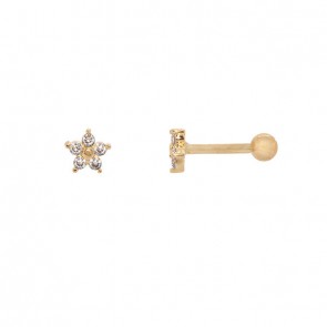 Piercing em Ouro 18k Tragus Florzinha com Zircônias 