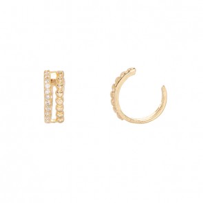 Piercing em Ouro 18k Argola Fio Duplo Bolinhas com Zircônias 