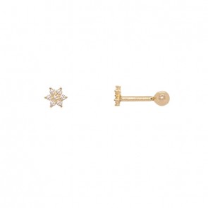 Piercing em Ouro 18k  Tragus Florzinhas com Zircônias