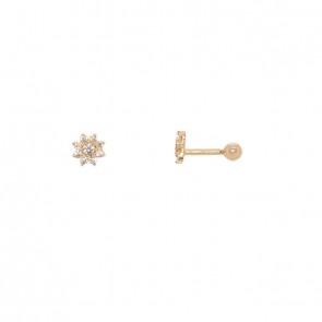 Piercing em Ouro 18k Tragus Florzinhas com Zircônias