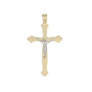 Pingente Crucifixo Bicolor Polido com Cristo