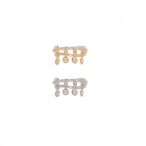 Piercing em Ouro 18k Argola Com 13 Brilhantes Pingente Círculos com 4 Brilhantes