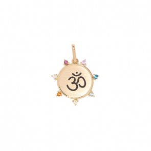 Pingente em Ouro 18k Zen OM Fosco/Polido com Pedras Naturais 