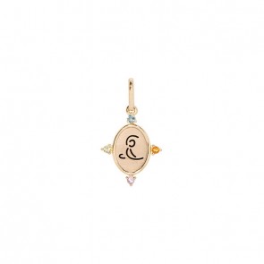 Pingente em Ouro 18k Zen Yoga Anjaneyasana Fosco/Polido com Pedras Naturais 