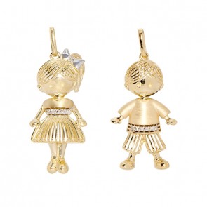 Pingente em Ouro 18k Baby Love Bicolor com 6 Brilhantes 