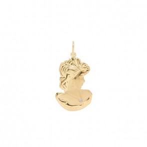 Pingente em Ouro 18k Camafeo Fosco/Polido com 1 Zircônia