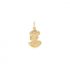 Pingente em Ouro 18k Camafeo Pequeno Fosco/Polido com 1 Zircônia