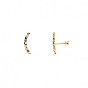 Piercing em Ouro 18k Ear Cuff com Zircônias Coloridas Degradês