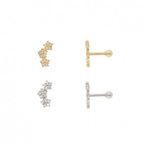 Piercing em Ouro 18k Florzinhas com Zircônias 