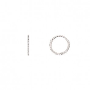 Piercing em Ouro Branco 18k Argola com Zircônias 