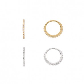 Piercing em Ouro 18k Argola com Zircônias 