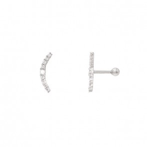 Piercing em Ouro Branco 18k Ear Cuff com Zircônias Brancas Degradês