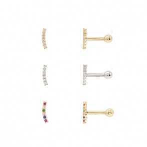 Piercing em Ouro 18k Palito com Zircônias