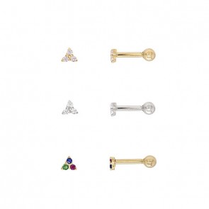 Piercing em Ouro 18k Triângulo com Zircônias 