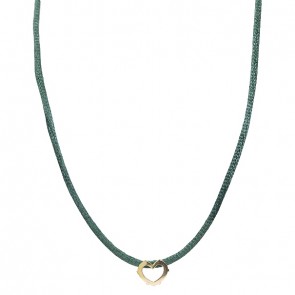 Gargantilha Em Ouro 18k Choker Fio Cetim Com Pingente Coração