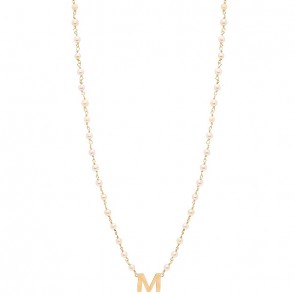 Gargantilha em Ouro 18k Perolas 3.00 a 3.50mm 45cm Letra M 
