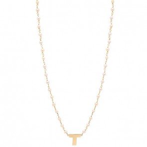 Gargantilha em Ouro 18k Perolas 3.00 a 3.50mm 45cm Letra T