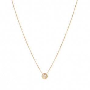 Gargantilha em Ouro 18k Redonda Chanfrada com 1 Diamante 4 Pontos 