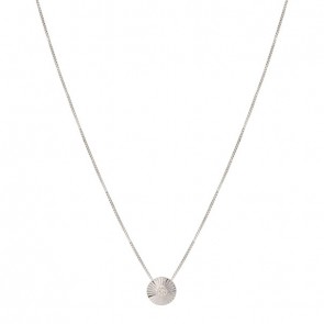 Gargantilha em Ouro Branco 18k Redonda Chanfrada com 1 Diamante 6 Pontos 