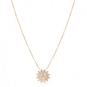 Gargantilha em Ouro 18k Chuveiro Flor com 19 Diamantes 0.49ct 