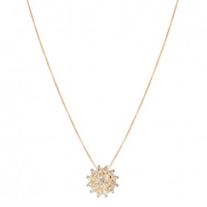 Gargantilha em Ouro 18k Chuveiro Flor com 19 Diamantes 0.49ct 