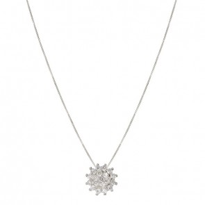 Gargantilha em Ouro Branco 18k Chuveiro Flor com 19 Diamantes 0.47ct 