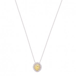 Gargantilha em Ouro Branco 18k com 1 Diamante Fancy Yellow e 20 Diamantes 