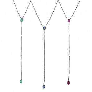 Gargantilha Negra Choker Gravata com Pedra Preciosas