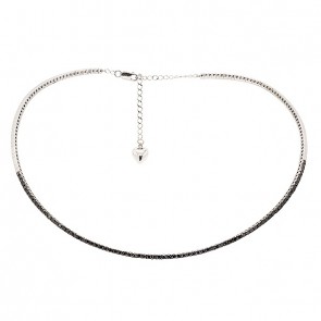 Gargantilha em Ouro Branco 18k Choker Riviera com 80 Diamantes Black de 0.80Cts  