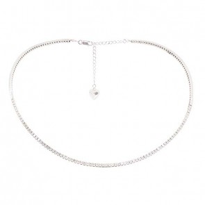 Gargantilha em Ouro Branco 18k Choker Riviera com 80 Diamantes de 1.76Cts