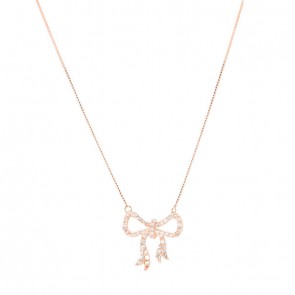 Gargantilha em Ouro Rosé 18k Laço Cravejado com 55 Diamantes