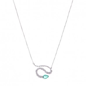 Gargantilha Snake com 73 Diamantes e 1 Esmeralda Gota 5x7