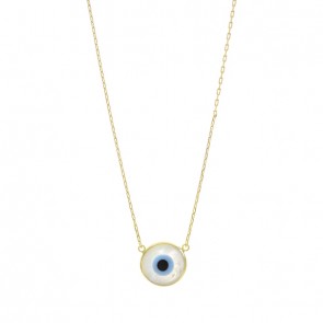 Gargantilha em Ouro 18k Carter com Olho Grego Madre Perola 