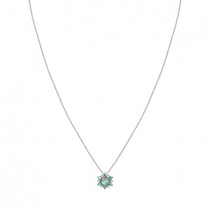 Gargantilha em Ouro Branco 18k Unik Flor com Turmalina Paraiba e 6 Diamantes 