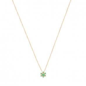 Gargantilha em Ouro 18k Unik Flor com 7 Esmeraldas e 6 Diamantes 
