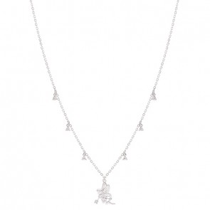 Gargantilha em Ouro Branco 18k Fadinha Polida com 7 Brilhantes