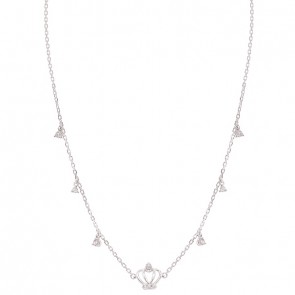 Gargantilha em Ouro Branco 18k Coroa Polida com 10 Brilhantes