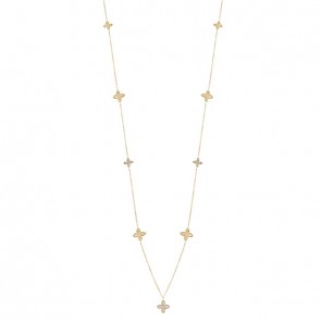 Gargantilha em Ouro 18k 70cm Flozinhas com 32 Brilhantes  