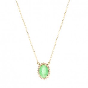 Gargantilha em Ouro 18k Duchess com 1 Esmeralda Oval 12x8mm e 22 Diamantes