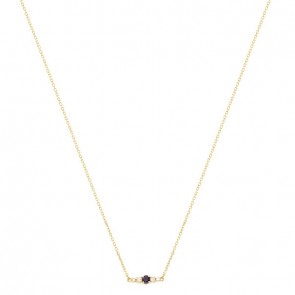 Gargantilha Em Ouro 18k Reta Com 1 Safira De 0.14CTS Com 4 Diamantes De 0.06CTS